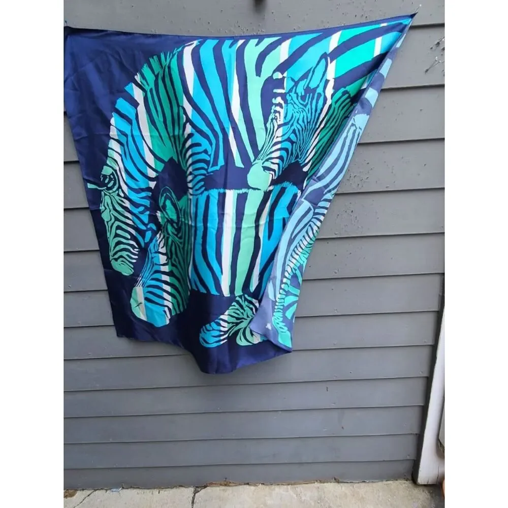 Vers Silk Blue Zebra Scarf